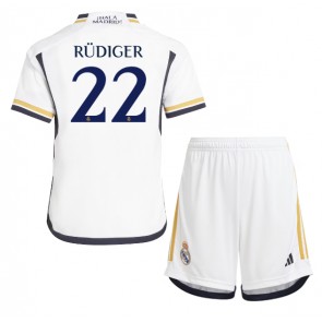 Lacne Dětský Futbalové dres Real Madrid Antonio Rudiger #22 2023-24 Krátky Rukáv - Domáci (+ trenírky)
